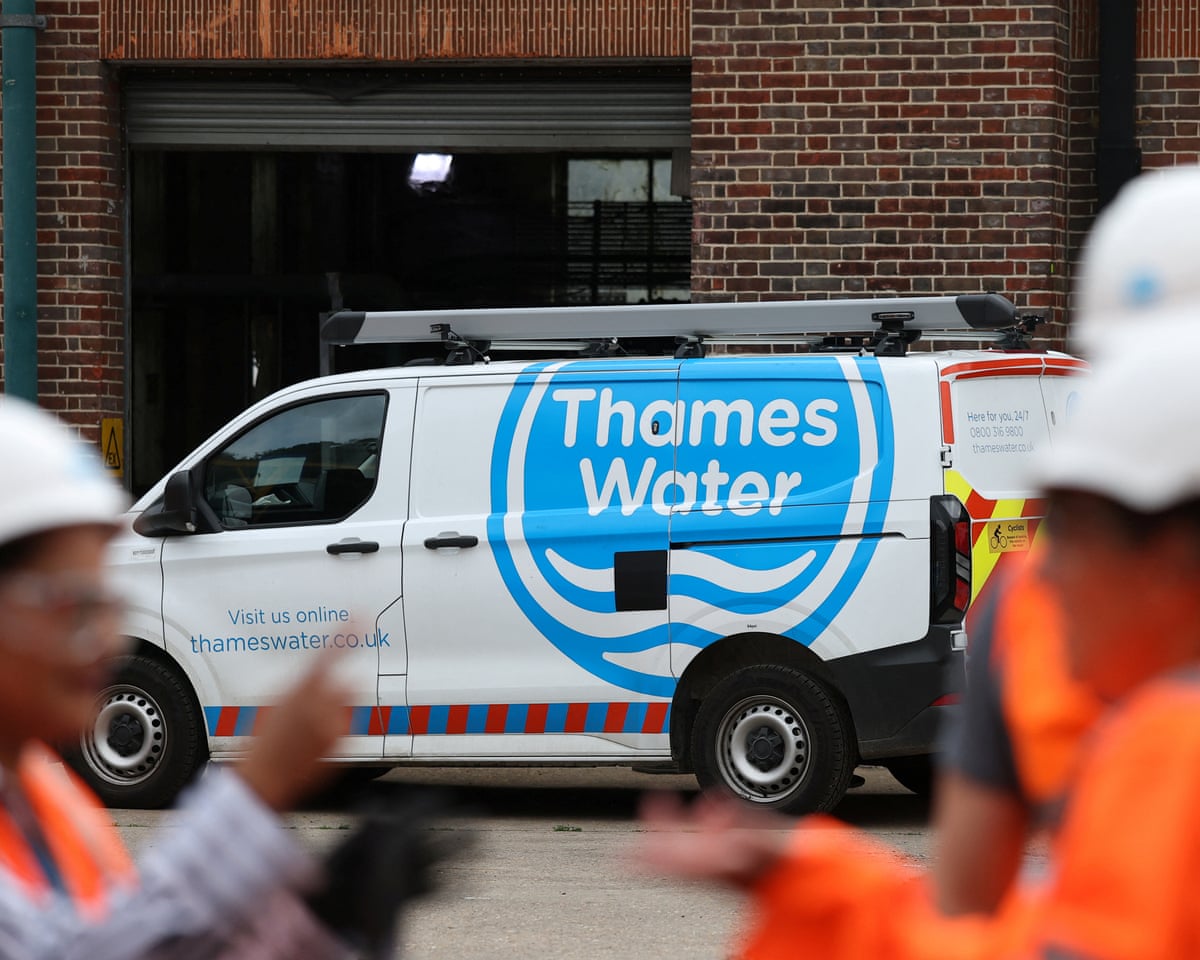 A Thames Water work van stand at Mogden Sewage Treatment Works, operated by Thames Water, which processes sewage water from over two million people, in west London, Britain, June 4, 2025