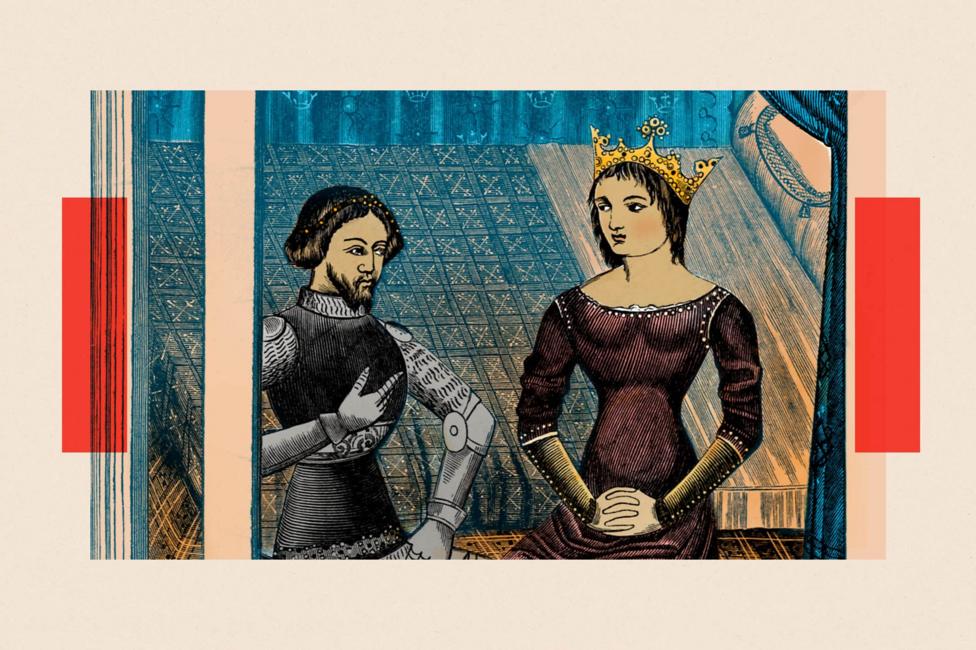 A drawing of Lancelot and Guinevere
