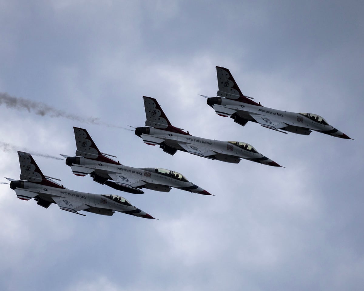 Four US air force jets in the sky