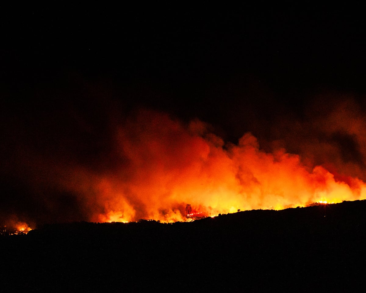 Wildfire burns in the Aspres region of the Pyrenees overnight