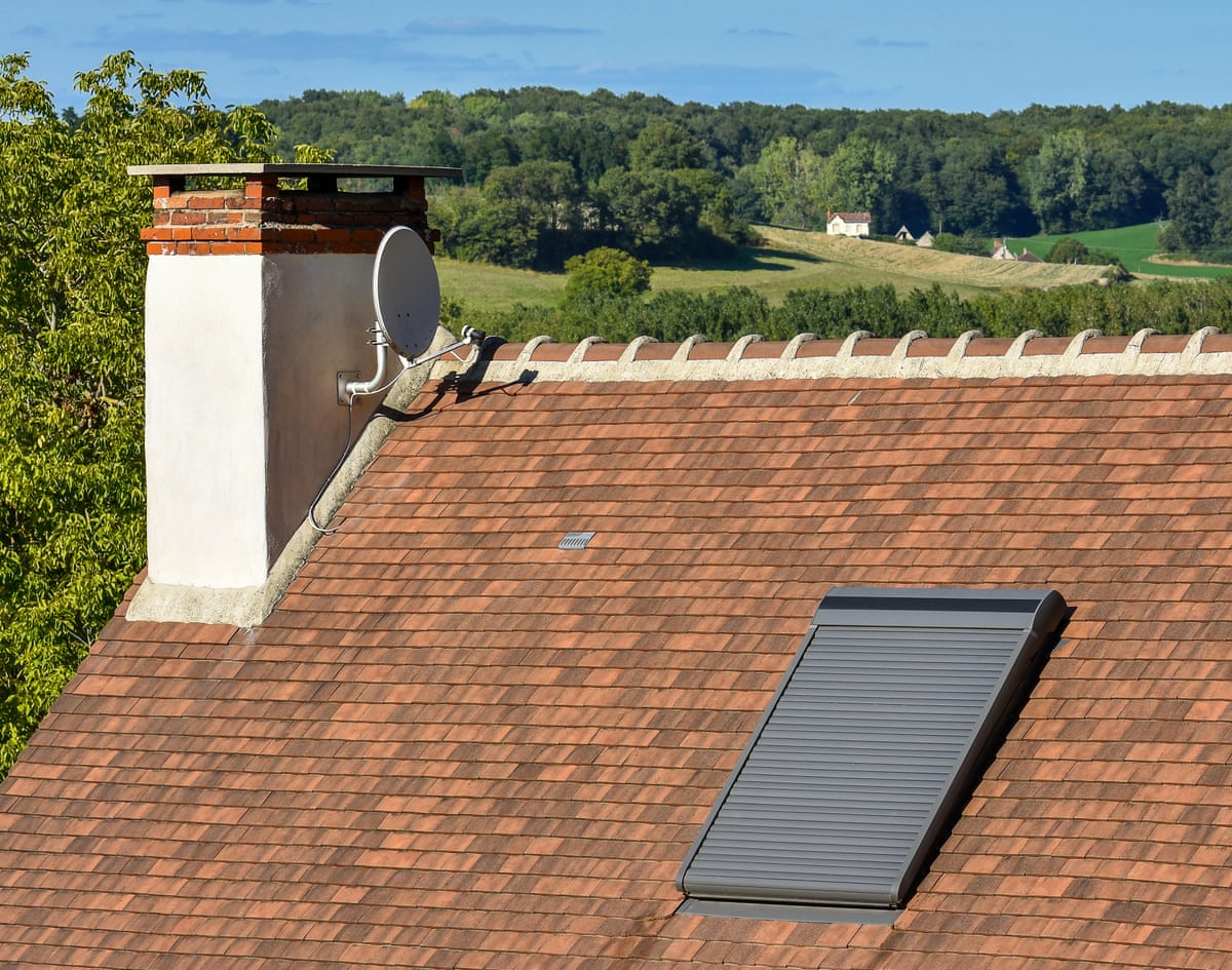 A Velux roof window with the blind closed.