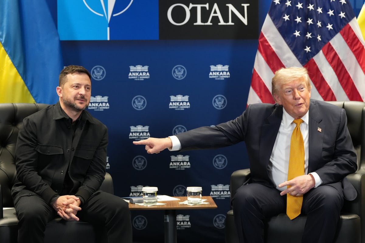 US president Donald Trump meets with Ukraine’s president Volodymyr Zelenskyy on the sidelines of the Nato summit in Ankara, Turkey.