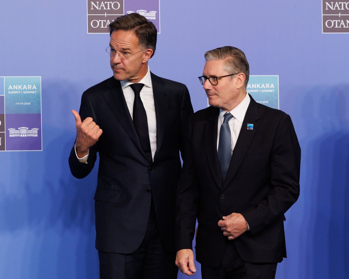Nato secretary general Mark Rutte and British prime minister Keir Starmer pictured at the Nato summit in Ankara, Turkey.