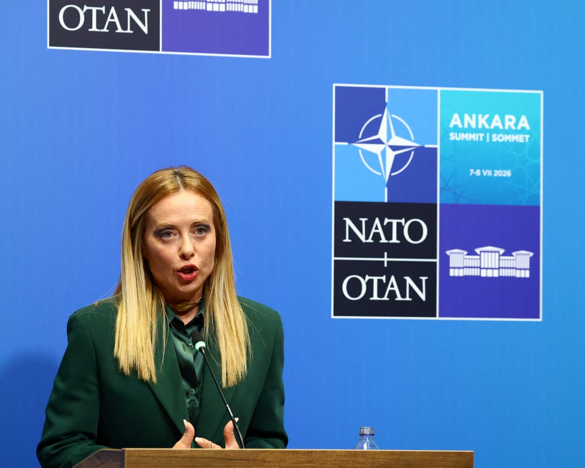 Italy's prime minister Giorgia Meloni speaks to the media on the day of a Nato leaders' summit in Ankara, Turkey.