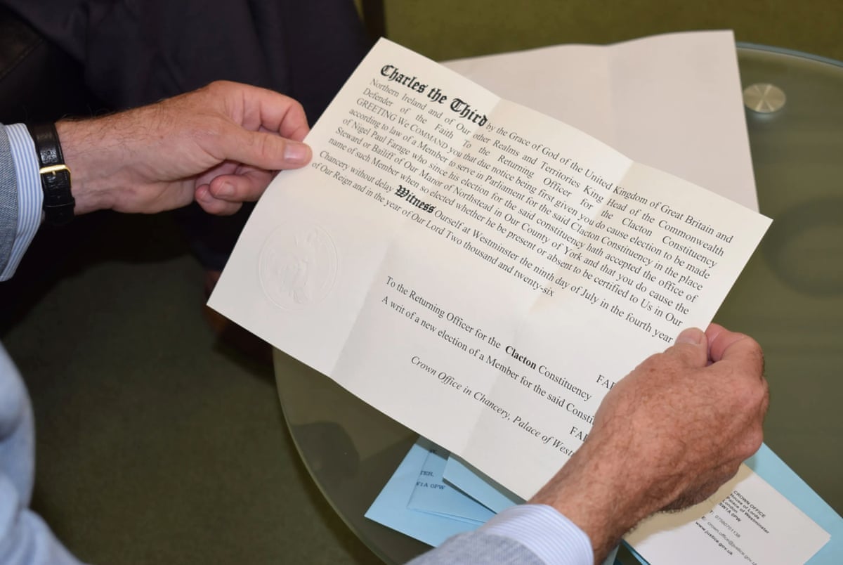 Writ issued instructing returning officer to order byelection