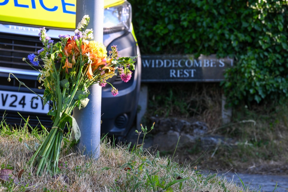 Flowers are seen near Ann Widdecombe’s house in Haytor.