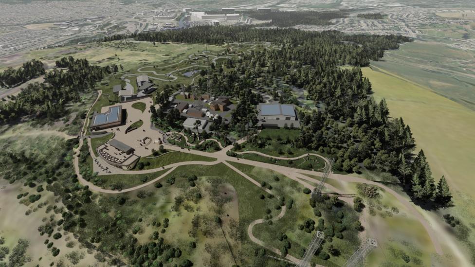 Artist impression of Kilvey Hill from an aerial view.