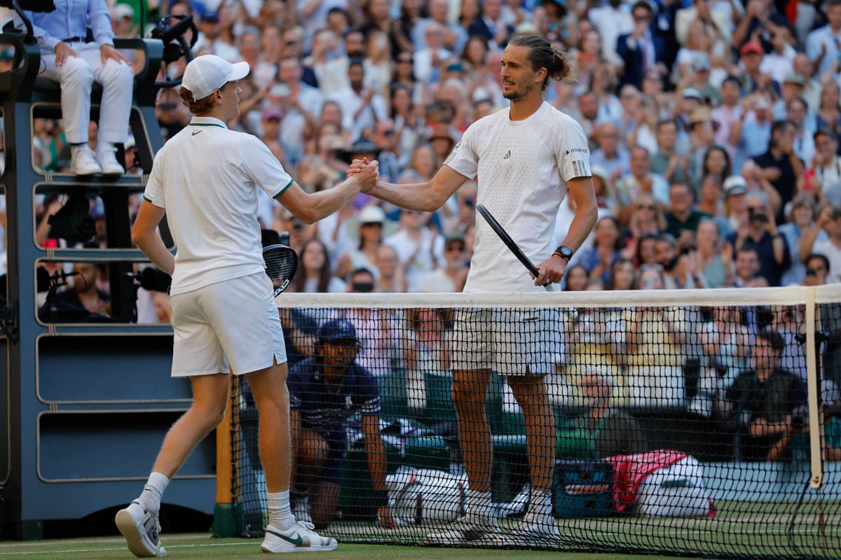 Alexander Zverev (right) congratulates Jannik Sinner after his Wimbledon final success.