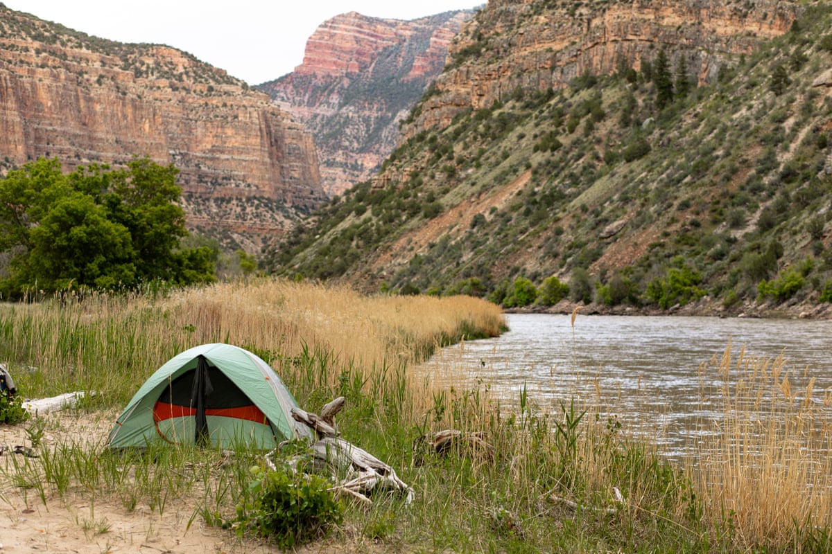 Tent on the banks of the Yampa river