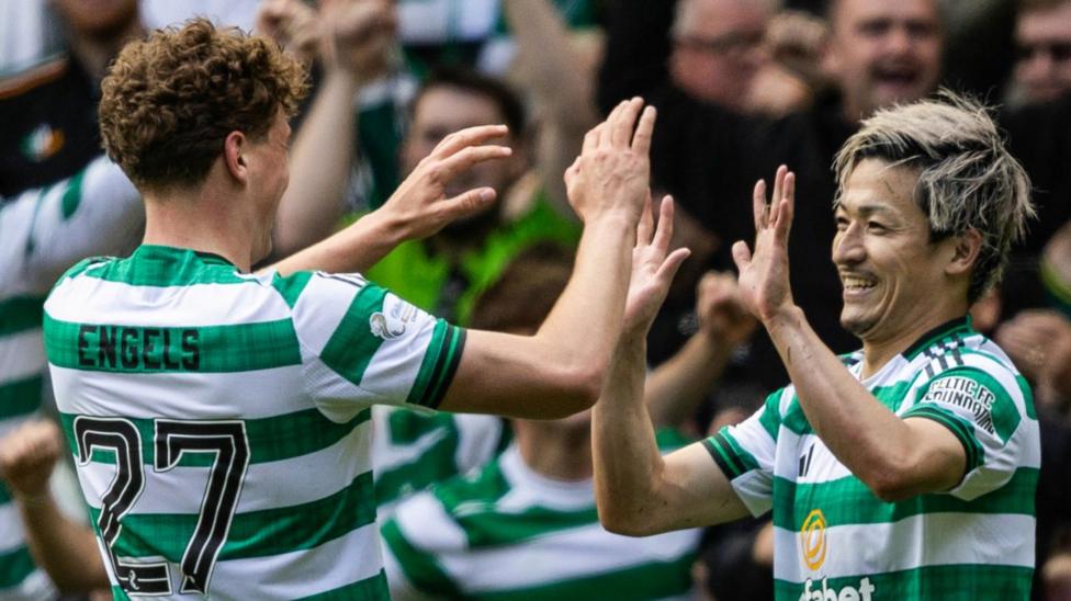 Celtic players Arne Engels and Daizen Maeda