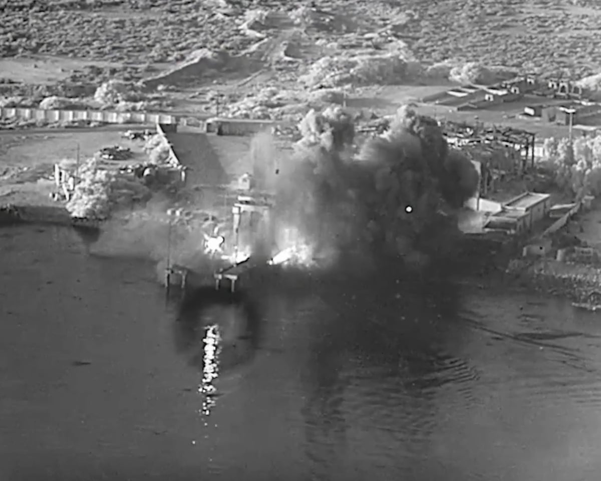 An explosion at Bandar Abbas naval base in Iran as US attack drones hit