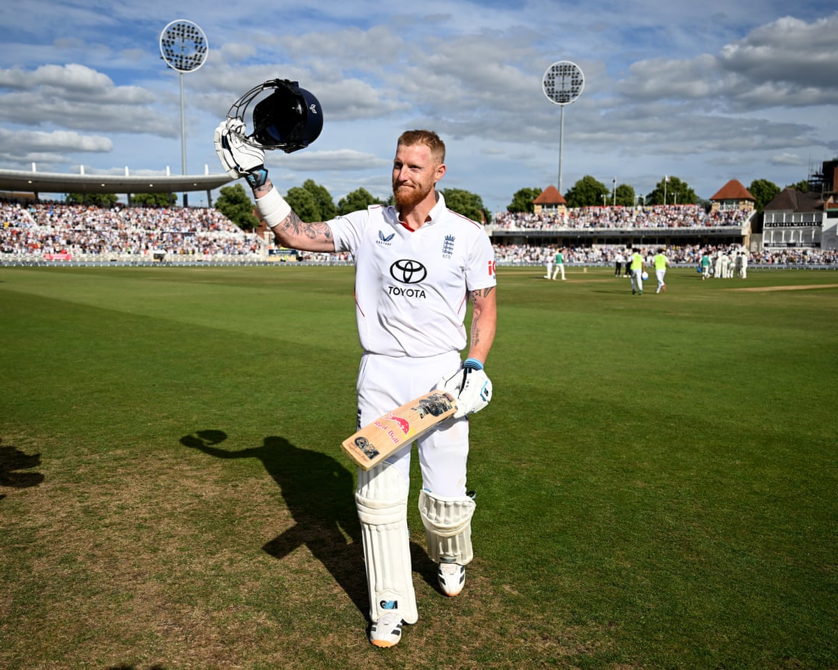 Ben Stokes waves as he leaves the field after his final innings at Trent Bridge