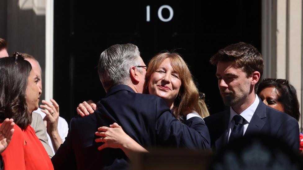 Keir Starmer hugs Rachel Reeves outside Downing Street