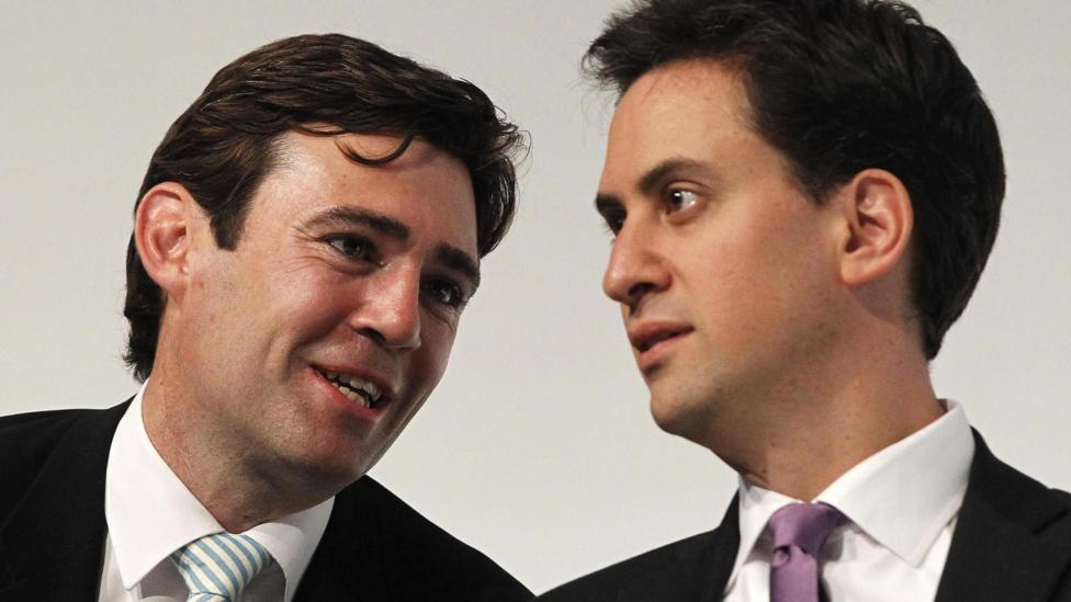 An image showing the then-shadow education secretary Andy Burnham, with then-Labour Party leader Ed Miliband from 2011.