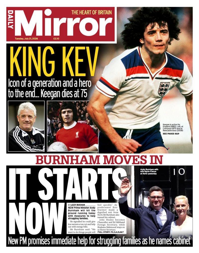 The headline on the front page of the Mirror reads: “It starts now”.