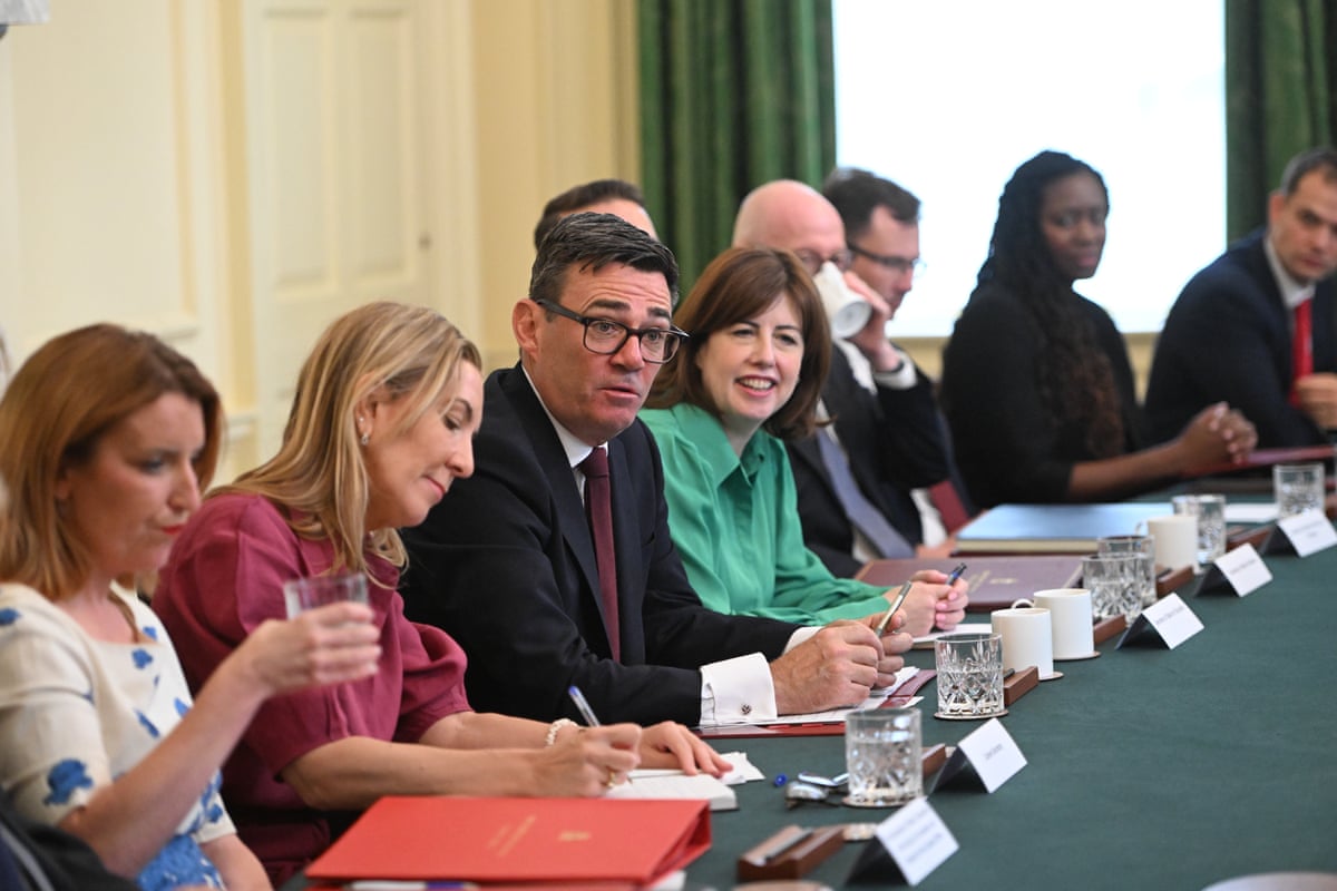 Prime minister Andy Burnham at his first Cabinet meeting at Downing Street on Tuesday.