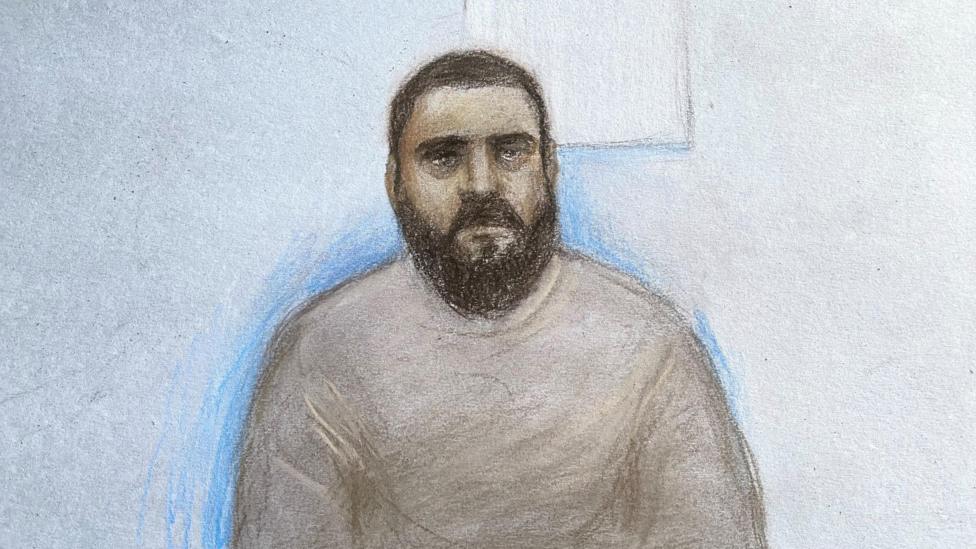 Court artist sketch by Elizabeth Cook of Mohammad Bashir appearing at the Old Bailey in London,