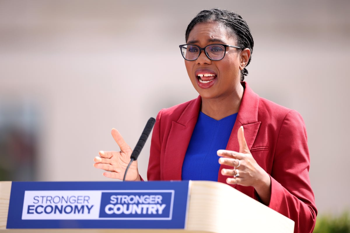 Conservative Leader Kemi Badenoch gives a speech at IET (Institute of Engineering and Technology) on July 23, 2026 in London, England.
