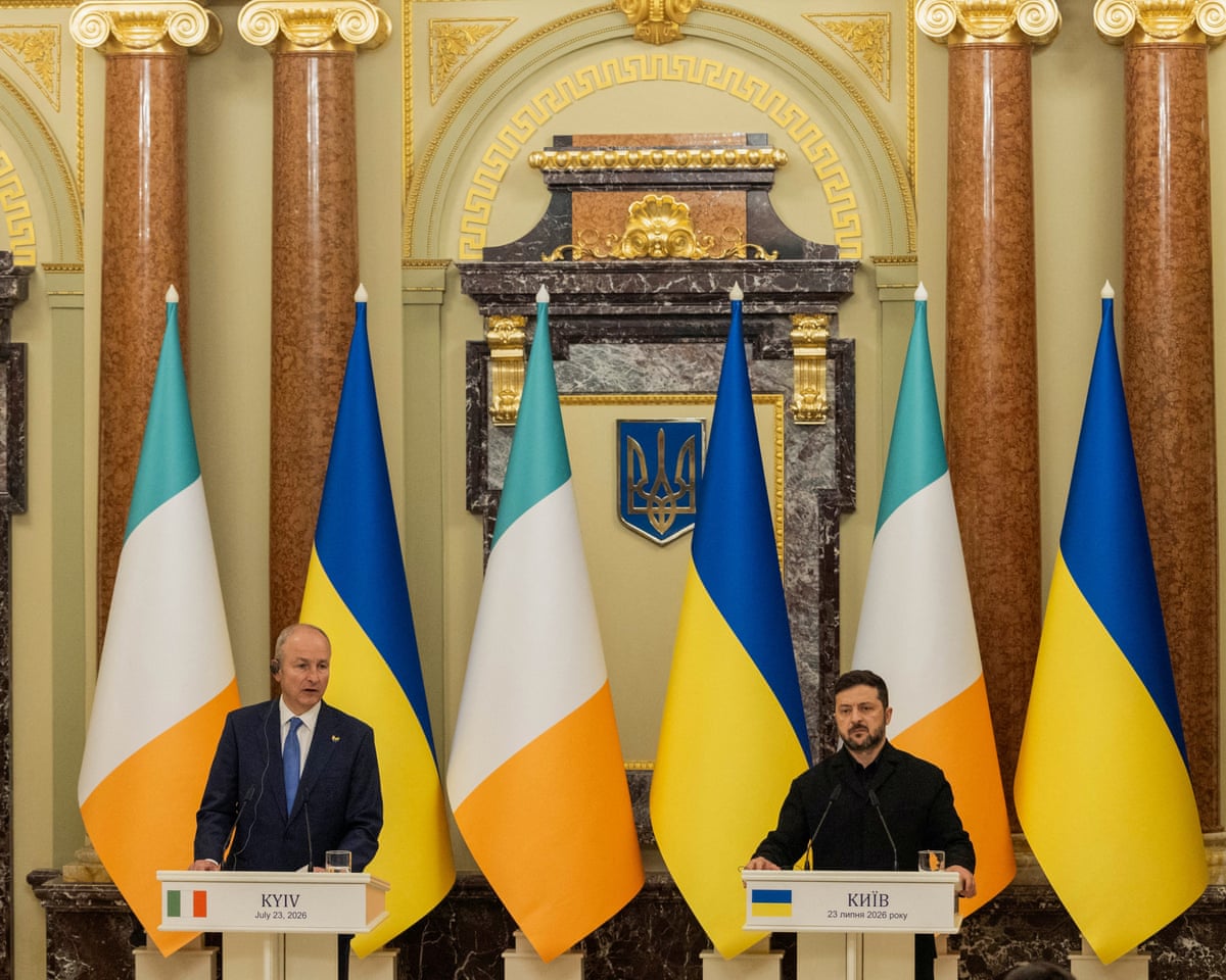 Ukraine's president Volodymyr Zelenskyy and Ireland's Prime Minister Micheál Martin speak during a joint press conference in Kyiv.