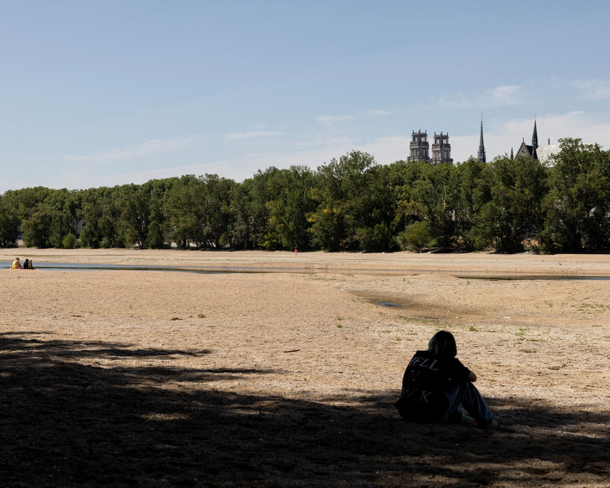 The Loire riverbed in Orleans, central France, on Monday. Rivers across Europe are running dry.