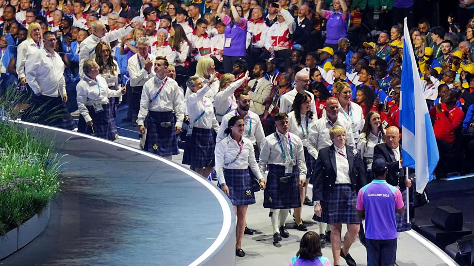 Team Scotland enter the arena