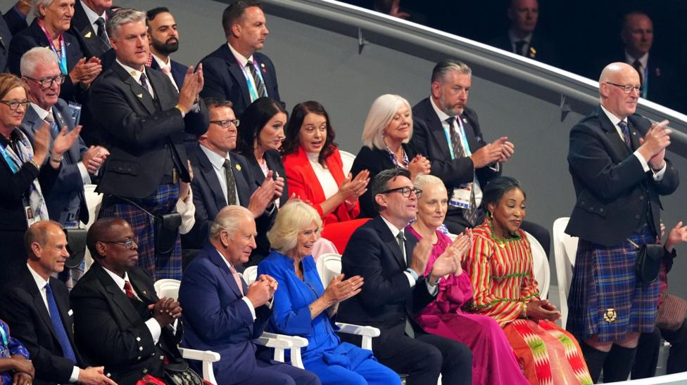 VIPs in their seats, including the King and Queen