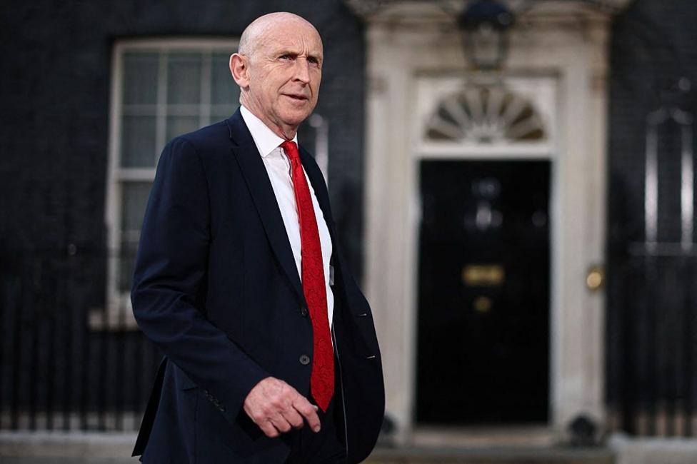 Britain's former Defence secretary John Healey leaves 10 Downing Street in London as cabinet appointments are being made after Andy Burnham became Britain's new Prime Minister.