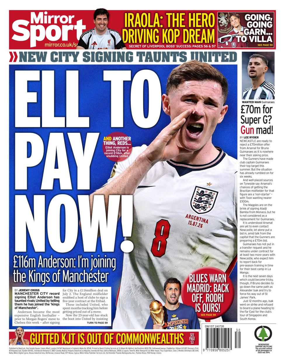 Mirror sports section