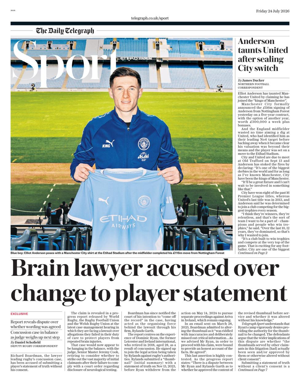 Telegraph sports section