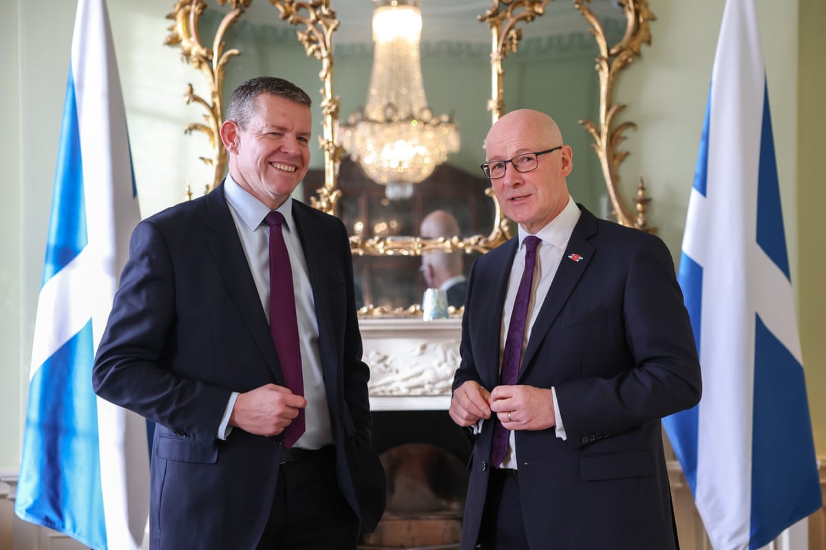 Rhun ap Iorwerth and John Swinney pictured during a meeting at Bute House in Edinburgh.