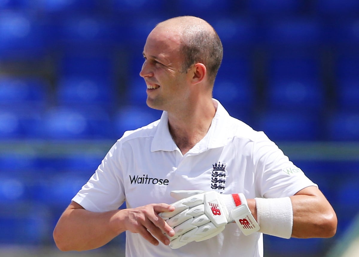 Jonathan Trott smiles during an England match on a tour of West Indies in 2015