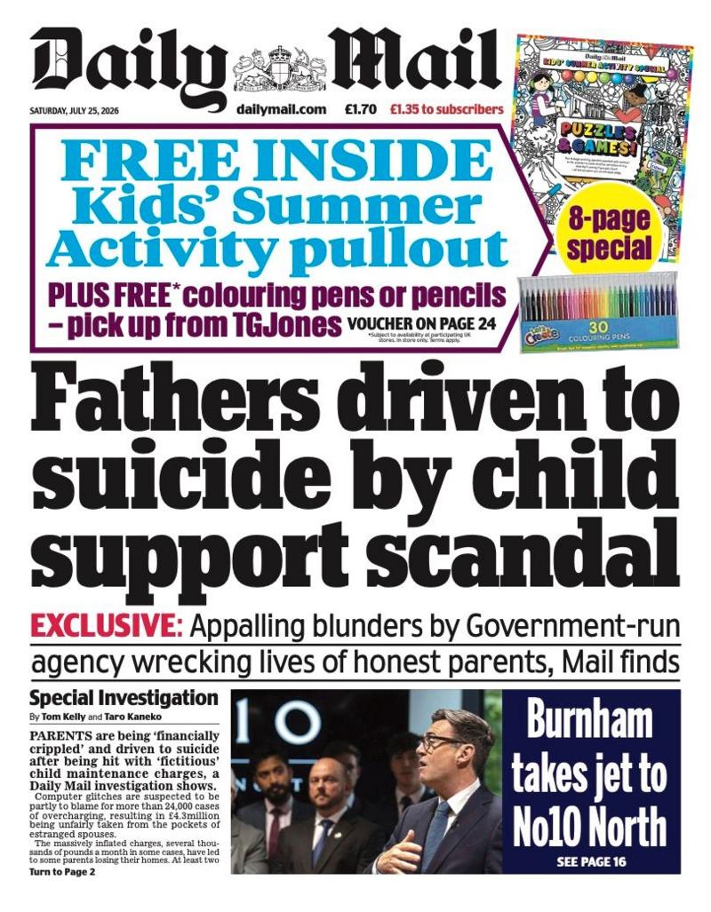 The headline on the front page of the Daily Mail reads:
