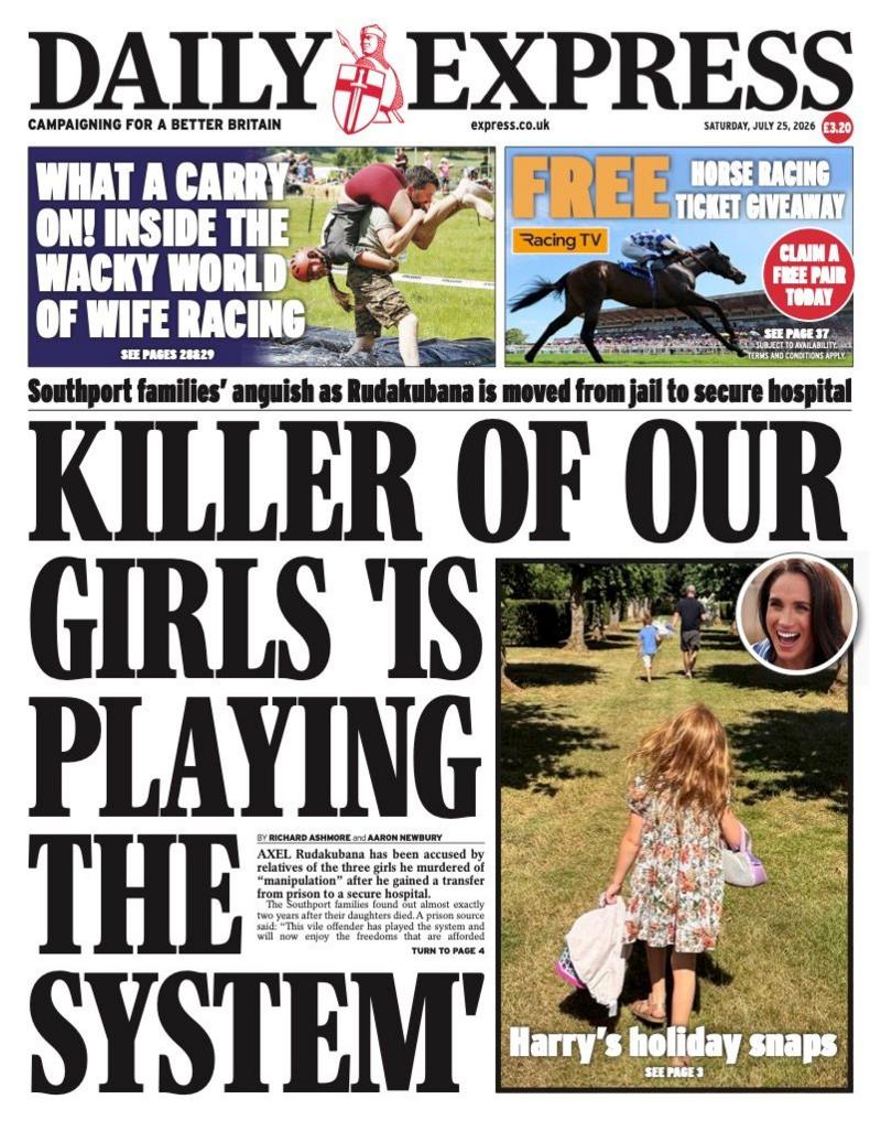 The headline on the front page of the Daily Express reads:
