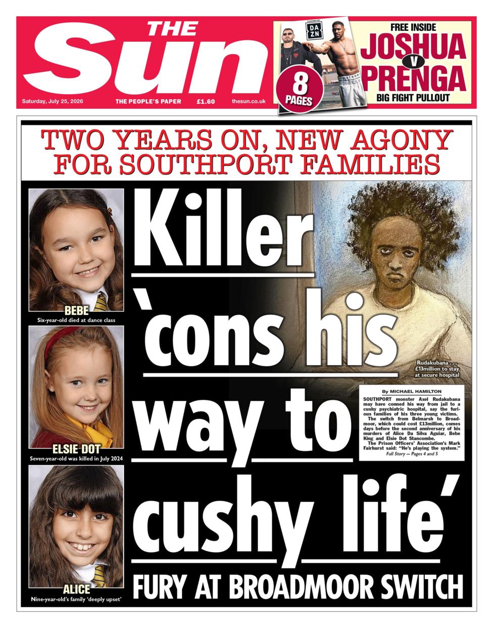The headline on the front page of the Sun reads:
