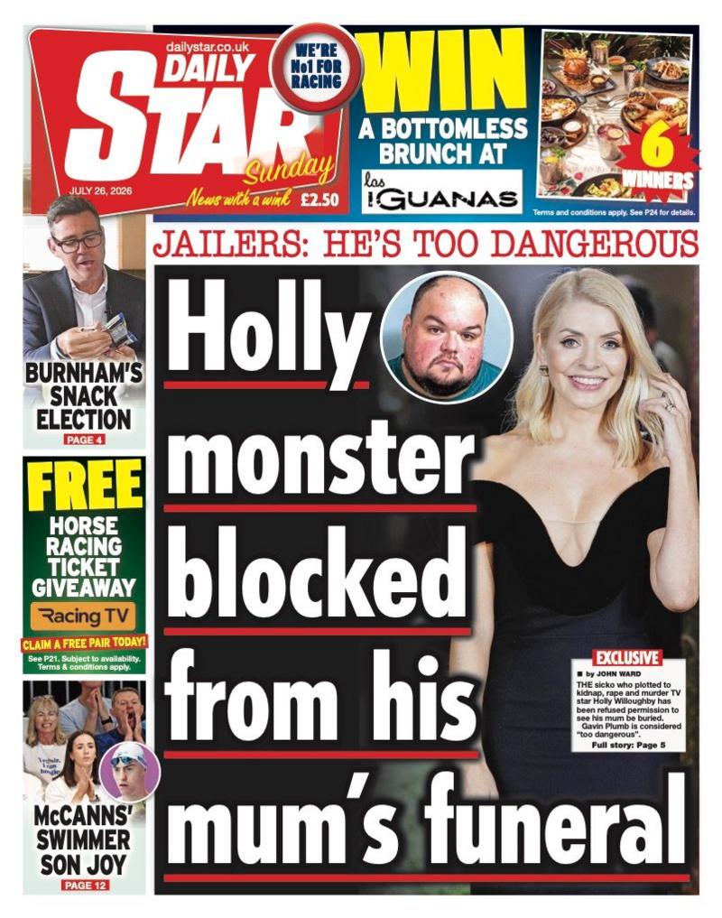 The headline on the front page of the Daily Star reads: