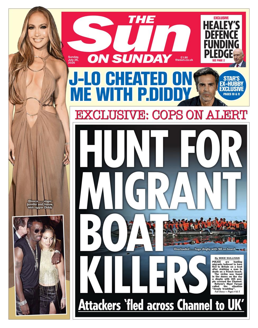 The headline on the front page of the Sun reads: