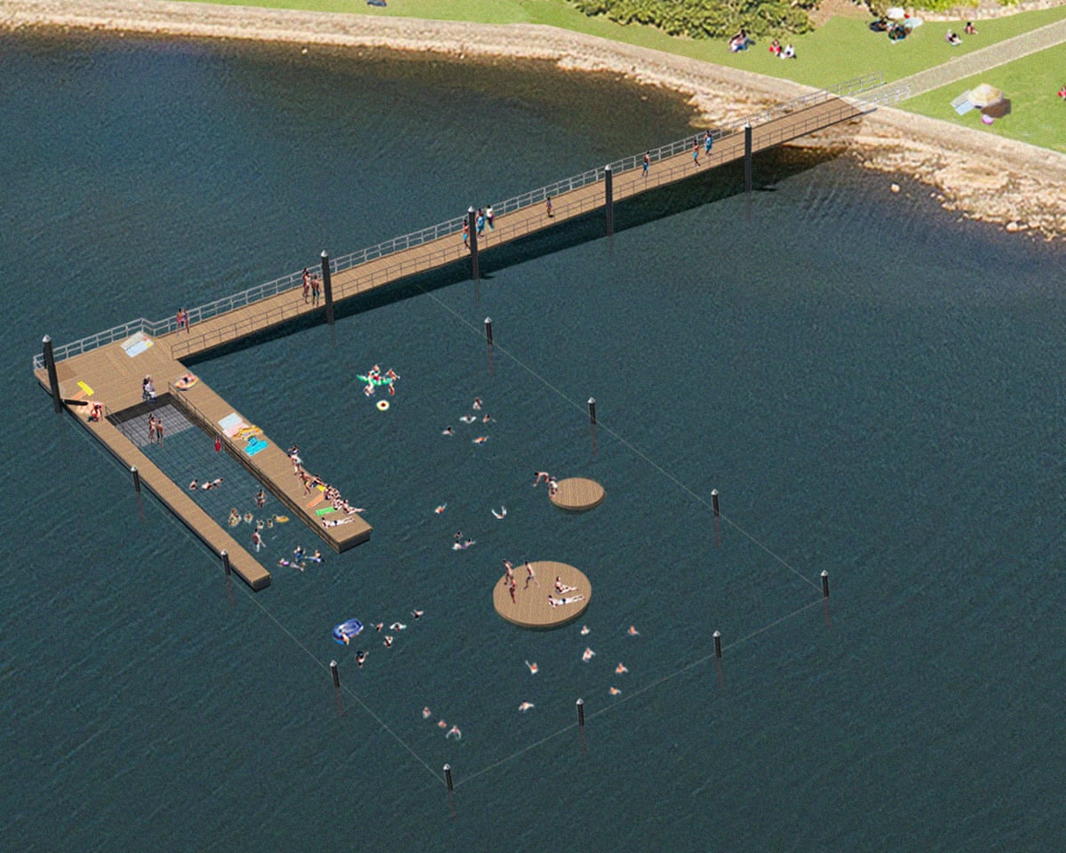 An artist's rendition of the Callan Park swim site on the Parramatta River in Sydney's inner west.