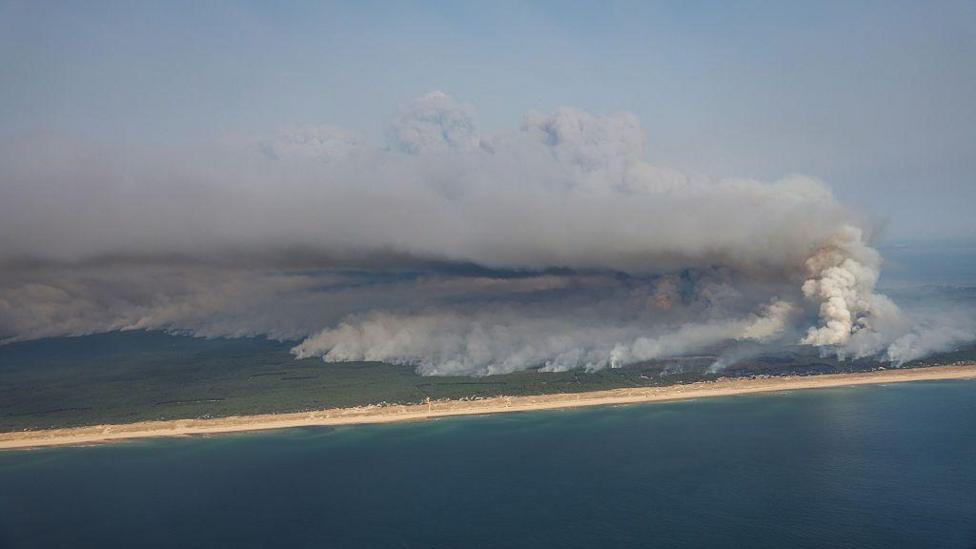 The French wildfires have formed in the Bordeaux area, close to the Atlantic ocean 