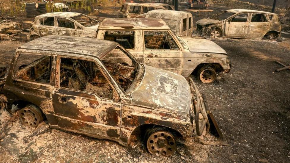 Burned cars at the village of Casavieja, west of Madrid, Spain. Photo: 27 July 2026