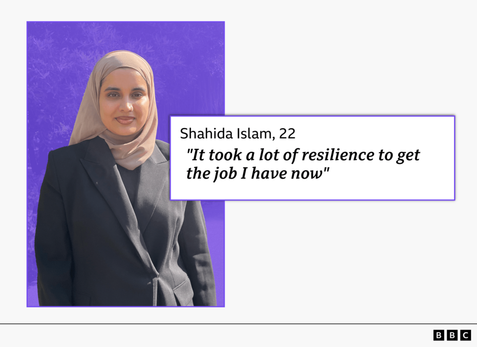 Graphic with cutout of Shahida alongside a quote that reads: 
