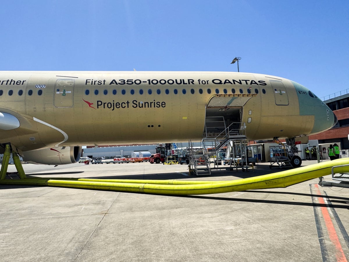 An Airbus A350-1000ULR test aircraft being developed for Qantas’ “Project Sunrise” ultra-long-haul flights