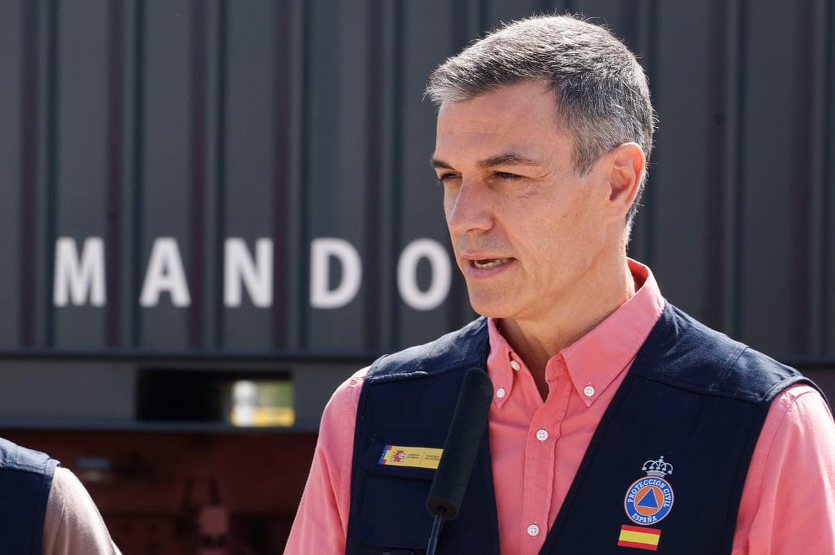 Pedro Sánchez addresses a press conference in Navalcarnero, near Madrid