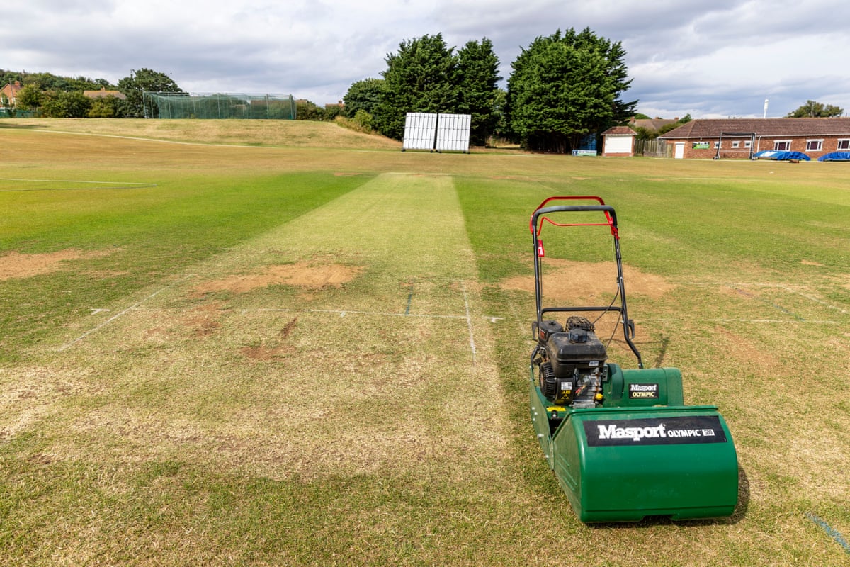A mower on the pitch at Saltburn Cricket Club