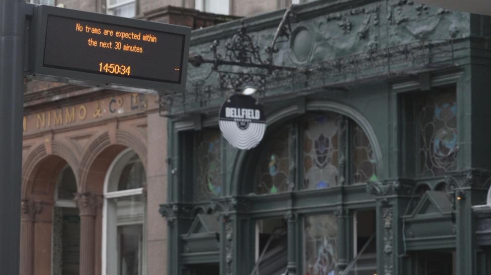 A generic view of the Constitution Street tram stop outside Nobles bar.