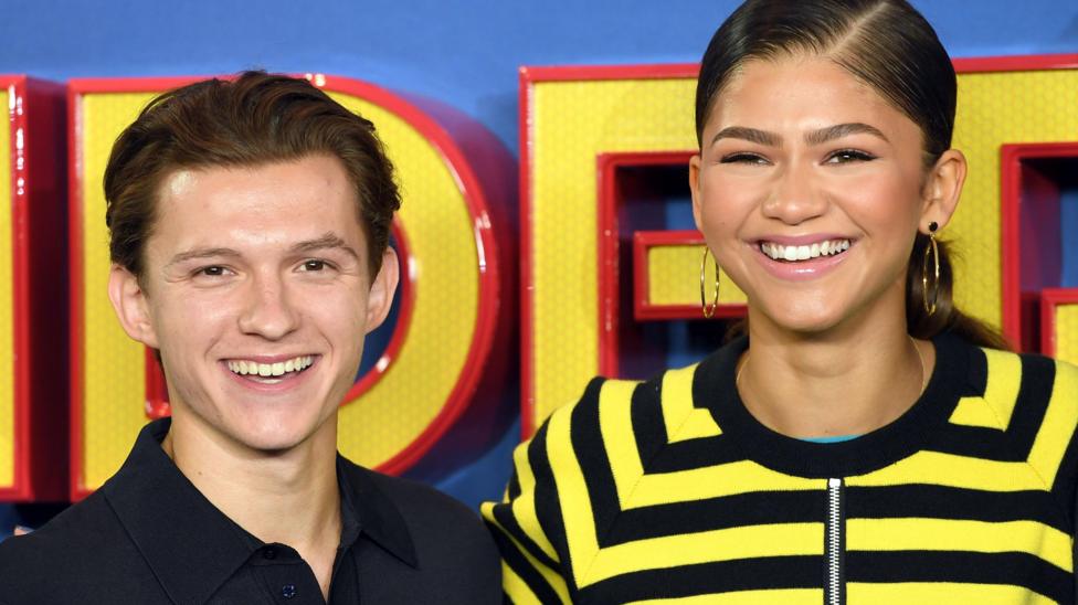 Tom Holland and Zendaya together promoting Spider-Man: Homecoming in 2017
