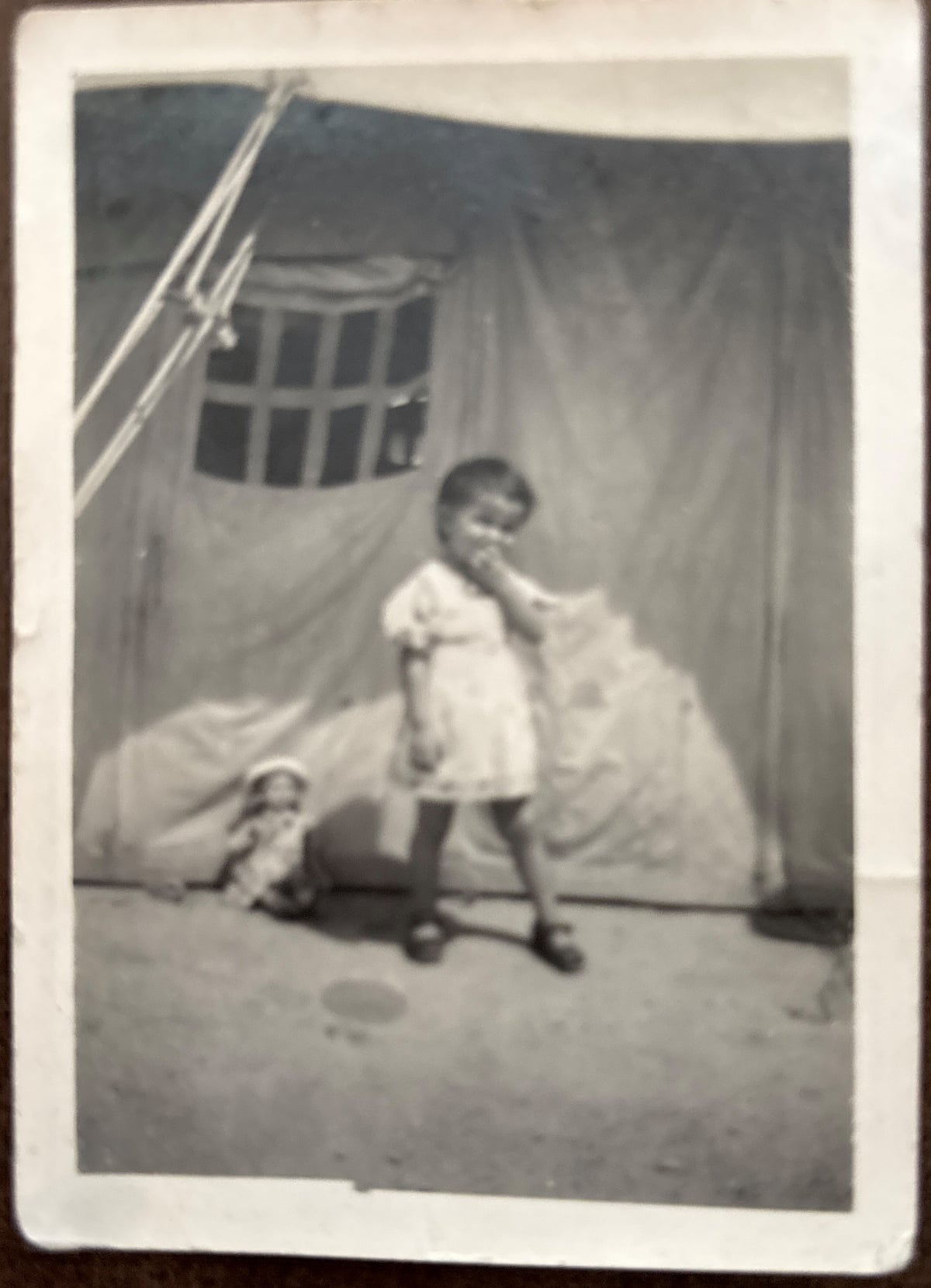 A black and white photograph of Maria Krupa when she was child in Karachi where her father was stationed in 1943.