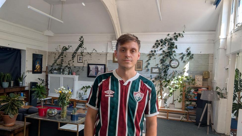 David Hale in his accommodation at a disused school in Brixton