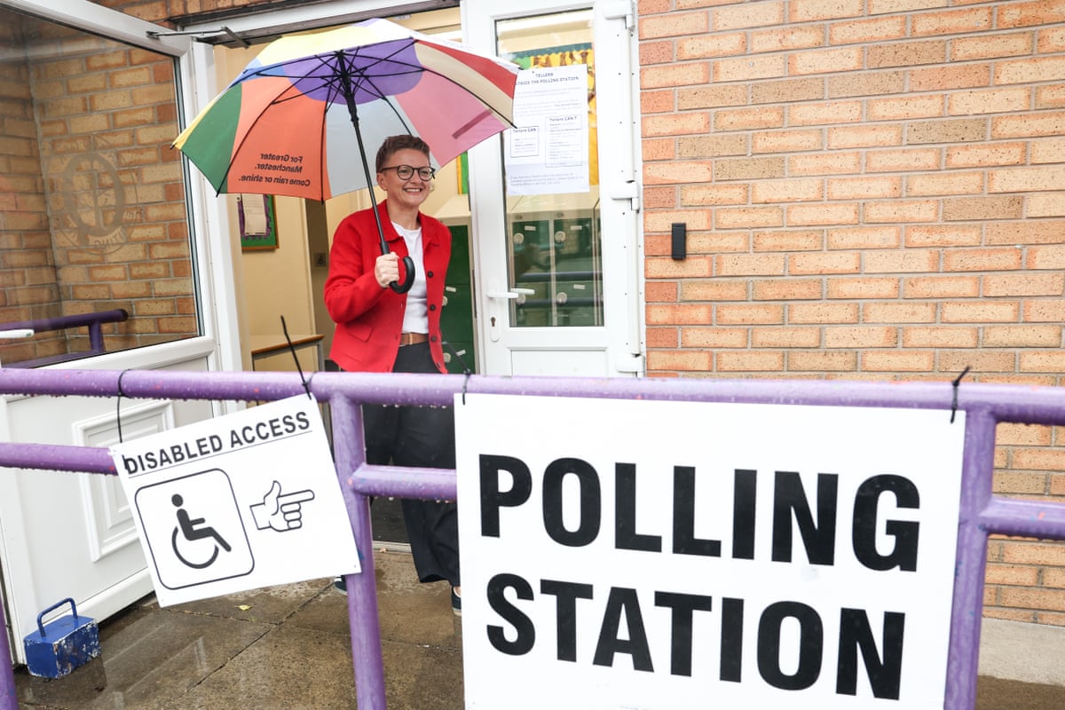 Labour Candidate Bev Craig arrives to over at a polling station in Didsbury on 30 July 2026 in Manchester.