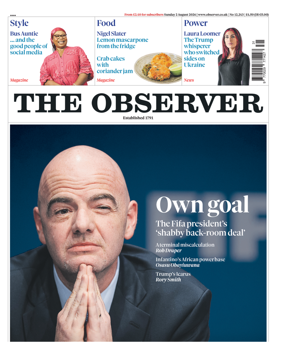 The headline on the front page of the Observer reads: