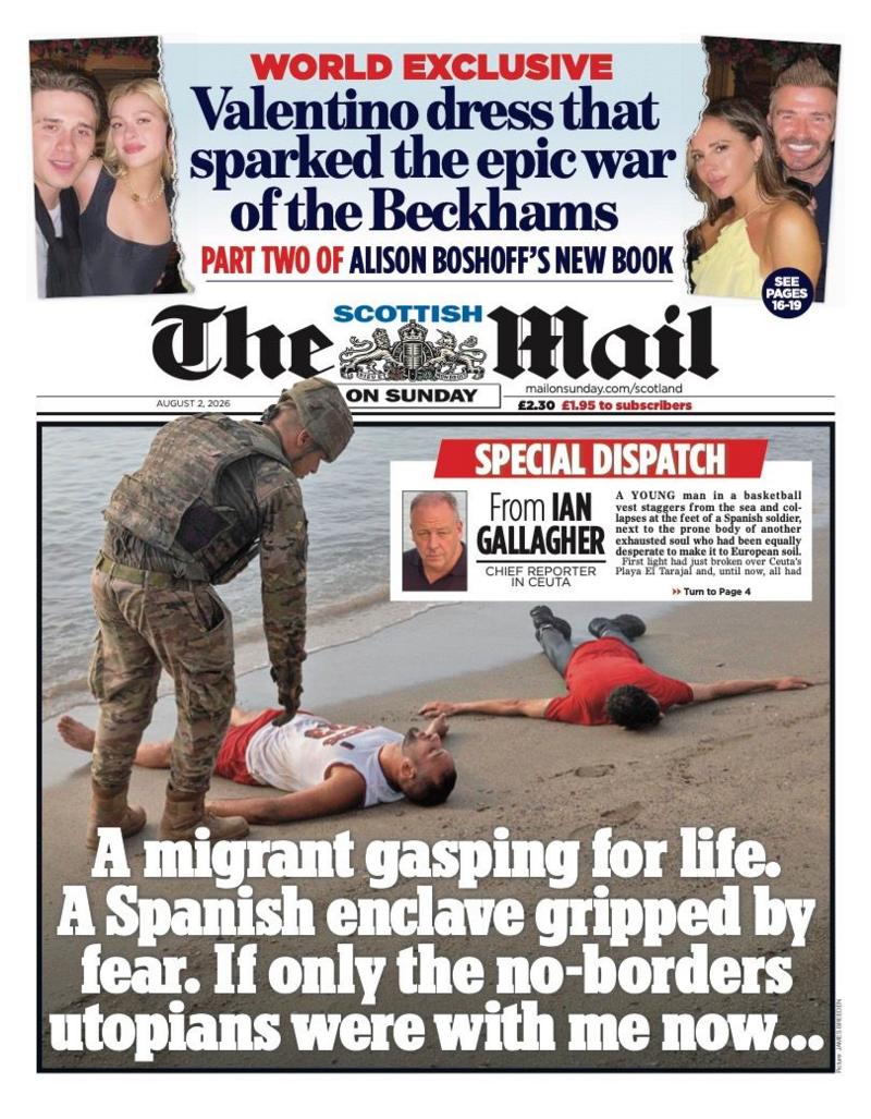 The headline on the front page of the Mail on Sunday reads: